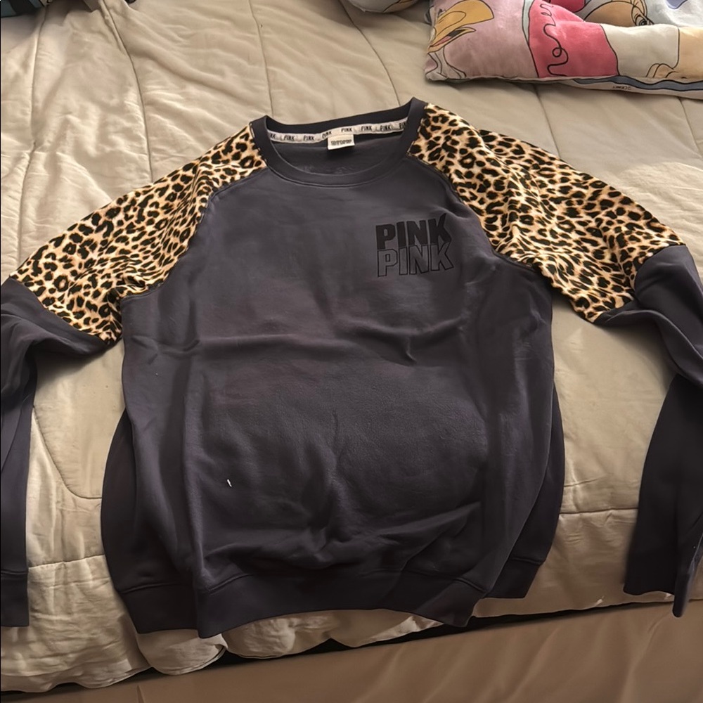 Pink Leopard Sleeve Sweatshirt